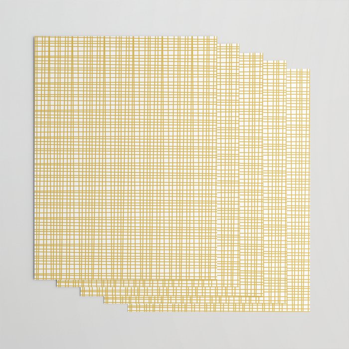 Fine Weave Minimalist Mid Century Modern Woven Pattern in Mustard Yellow and White Wrapping Paper Gallery Image 3