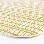 Fine Weave Minimalist Mid Century Modern Woven Pattern in Mustard Yellow and White Bath Mat Gallery Image 3