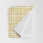 Fine Weave Minimalist Mid Century Modern Woven Pattern in Mustard Yellow and White Throw Blanket Gallery Image 3