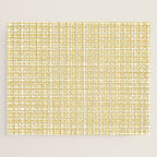 Fine Weave Minimalist Mid Century Modern Woven Pattern in Mustard Yellow and White Jigsaw Puzzle Gallery Image 1