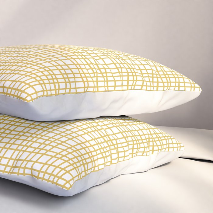 Fine Weave Minimalist Mid Century Modern Woven Pattern in Mustard Yellow and White Pillow Sham Gallery Image 3
