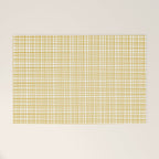 Fine Weave Minimalist Mid Century Modern Woven Pattern in Mustard Yellow and White Welcome Mat Gallery Image 1