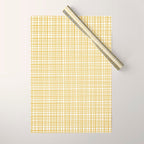 Fine Weave Minimalist Mid Century Modern Woven Pattern in Mustard Yellow and White Wrapping Paper Gallery Image 1