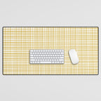 Fine Weave Minimalist Mid Century Modern Woven Pattern in Mustard Yellow and White Desk Mat Gallery Image 1
