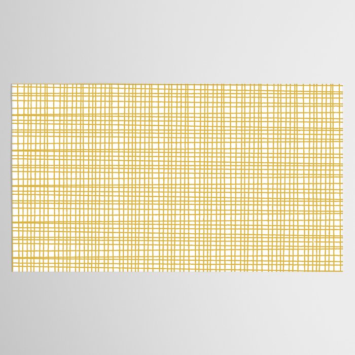 Fine Weave Minimalist Mid Century Modern Woven Pattern in Mustard Yellow and White Tablecloth Gallery Image 2