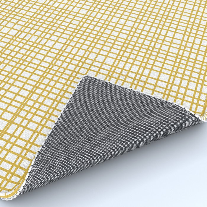 Fine Weave Minimalist Mid Century Modern Woven Pattern in Mustard Yellow and White Rug Gallery Image 4