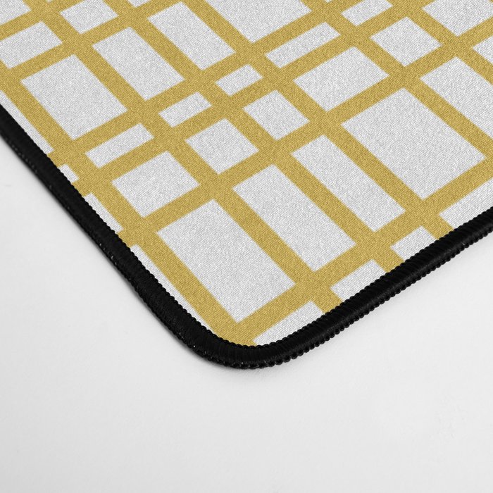 Fine Weave Minimalist Mid Century Modern Woven Pattern in Mustard Yellow and White Desk Mat Gallery Image 4