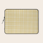 Fine Weave Minimalist Mid Century Modern Woven Pattern in Mustard Yellow and White Laptop Sleeve Gallery Image 1