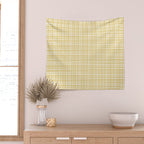 Fine Weave Minimalist Mid Century Modern Woven Pattern in Mustard Yellow and White Wall Tapestry Gallery Image 2