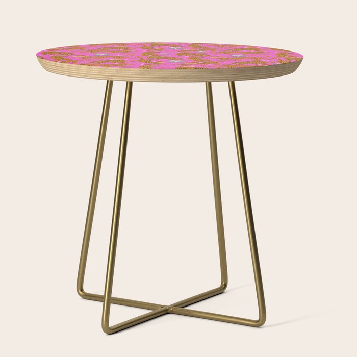 Fashionable cats with Christmas hats and gifts in fuchsia pink background  Side Table Gallery Image 1