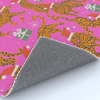Fashionable cats with Christmas hats and gifts in fuchsia pink background  Rug Gallery Image 4