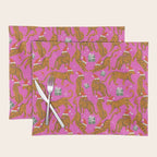Fashionable cats with Christmas hats and gifts in fuchsia pink background  Placemat Gallery Image 1