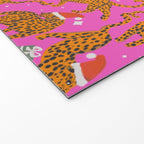 Fashionable cats with Christmas hats and gifts in fuchsia pink background  Welcome Mat Gallery Image 2