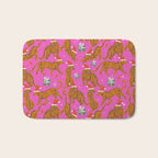 Fashionable cats with Christmas hats and gifts in fuchsia pink background  Bath Mat Gallery Image 1