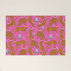Fashionable cats with Christmas hats and gifts in fuchsia pink background  Welcome Mat Gallery Image 1