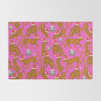Fashionable cats with Christmas hats and gifts in fuchsia pink background  Rug Gallery Image 2