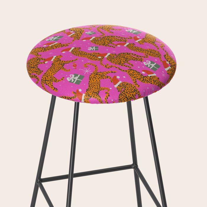 Fashionable cats with Christmas hats and gifts in fuchsia pink background  Stool Gallery Image 2