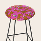 Fashionable cats with Christmas hats and gifts in fuchsia pink background  Stool Gallery Image 2