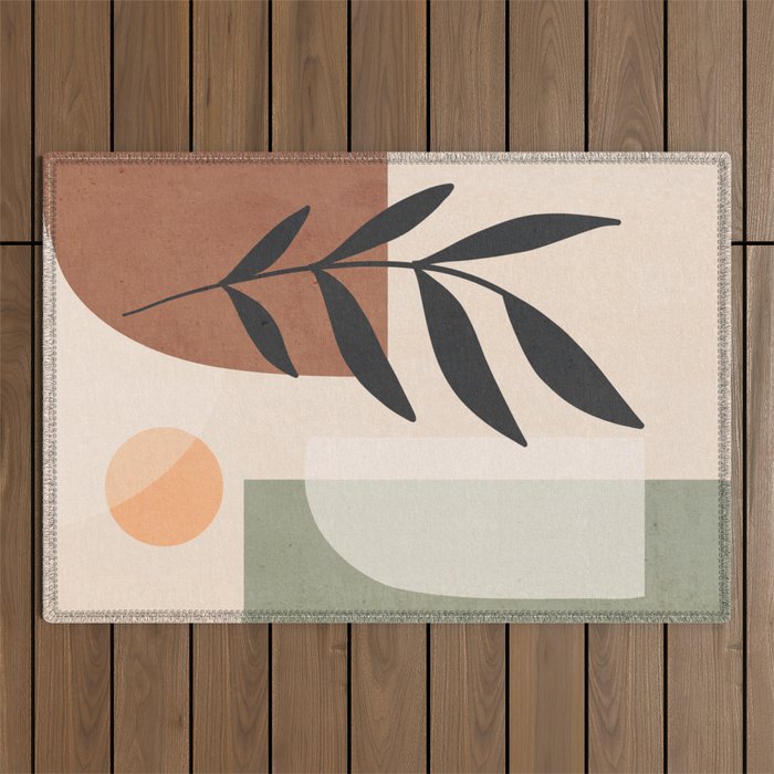 Minimal Abstract Art Plant 5 Outdoor Rug Gallery Image 1