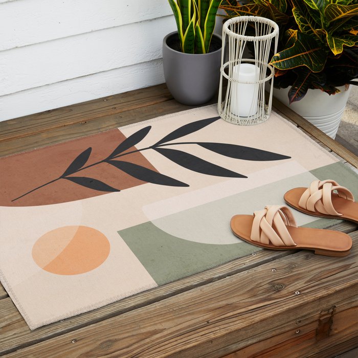 Minimal Abstract Art Plant 5 Outdoor Rug Gallery Image 2