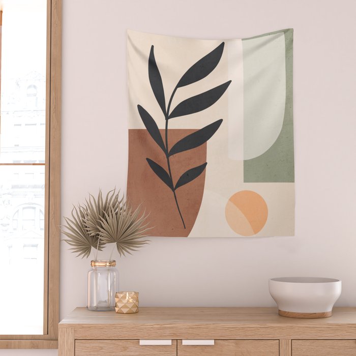 Minimal Abstract Art Plant 5 Wall Tapestry Gallery Image 2