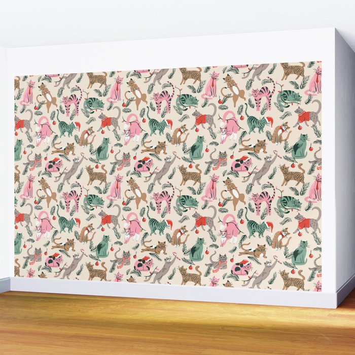 Silly Christmas Cats Wall Mural Gallery Image 2