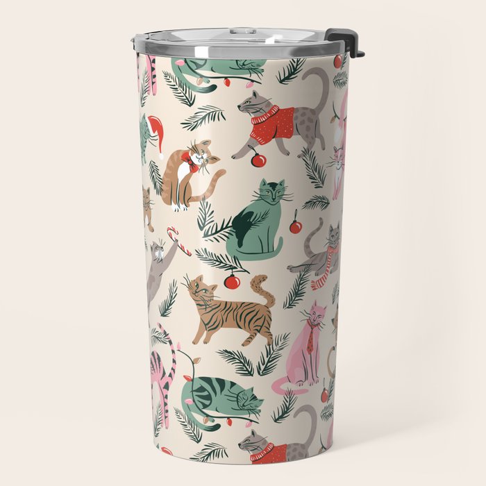 Silly Christmas Cats Travel Mug Gallery Image 2