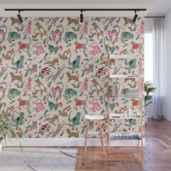Silly Christmas Cats Wall Mural Gallery Image 1