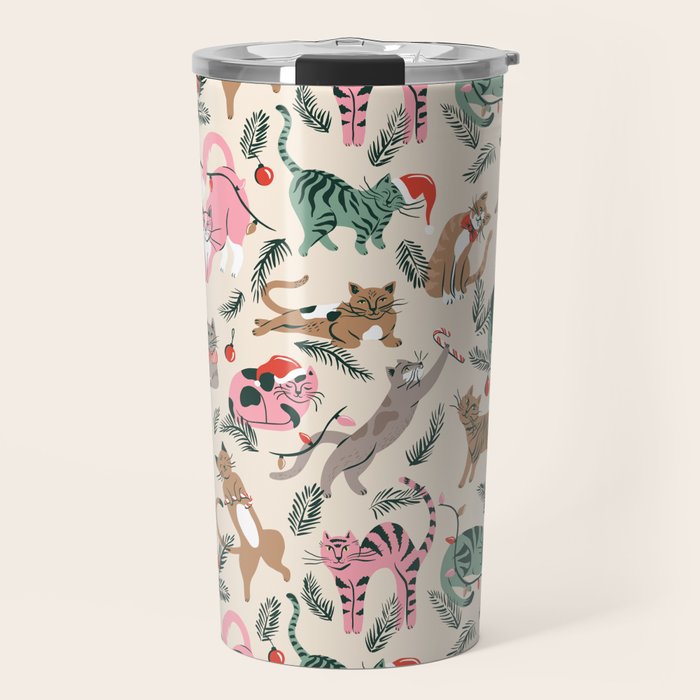 Silly Christmas Cats Travel Mug Gallery Image 1