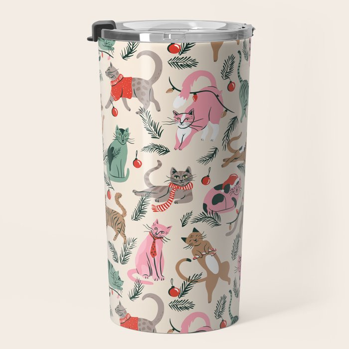 Silly Christmas Cats Travel Mug Gallery Image 3