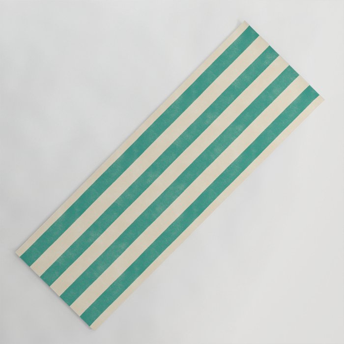 Cabana Stripe - teal and cream Yoga Mat Gallery Image 1