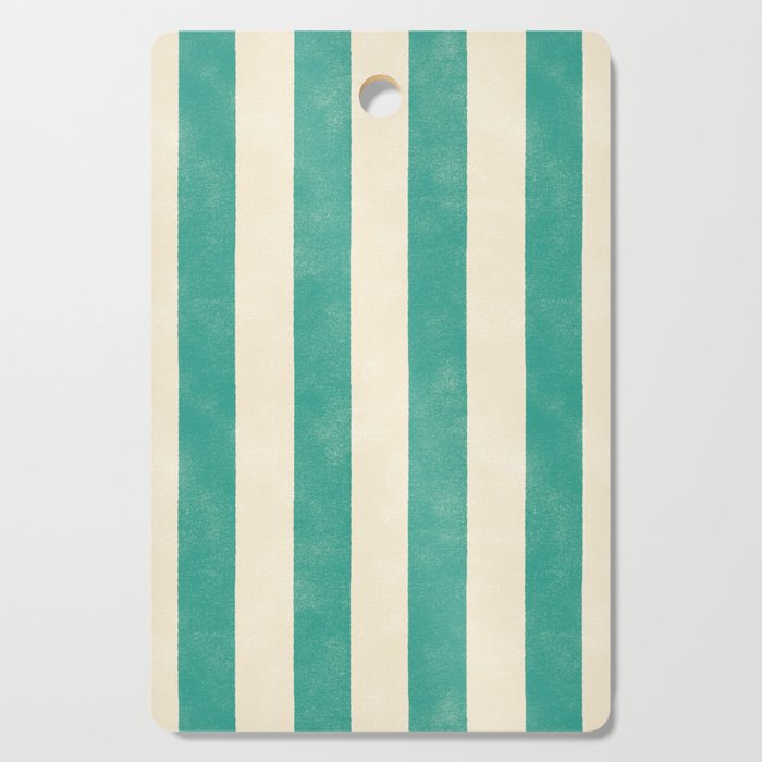 Cabana Stripe - teal and cream Cutting Board Gallery Image 1