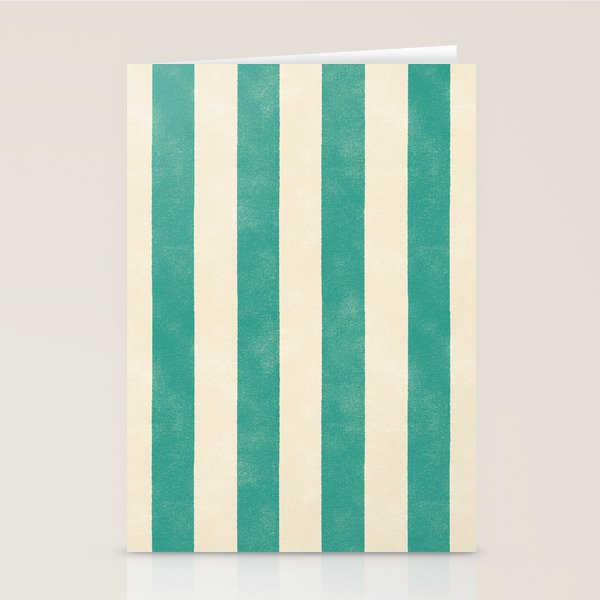 Cabana Stripe - teal and cream Stationery Card Gallery Image 1