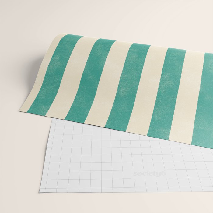Cabana Stripe - teal and cream Wrapping Paper Gallery Image 2