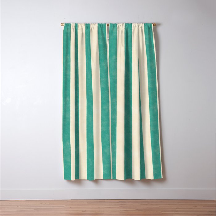 Cabana Stripe - teal and cream Window Curtain Gallery Image 3