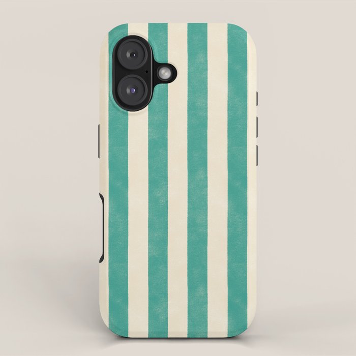 Cabana Stripe - teal and cream iPhone Case Gallery Image 1