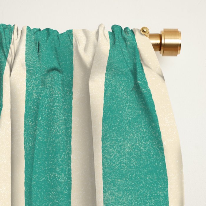 Cabana Stripe - teal and cream Window Curtain Gallery Image 2