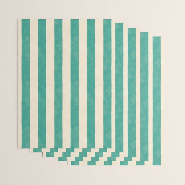 Cabana Stripe - teal and cream Wrapping Paper Gallery Image 3