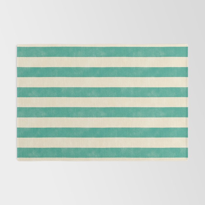 Cabana Stripe - teal and cream Rug Gallery Image 2