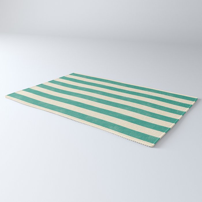 Cabana Stripe - teal and cream Rug Gallery Image 3