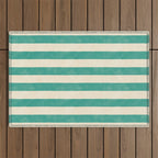Cabana Stripe - teal and cream Outdoor Rug Gallery Image 1