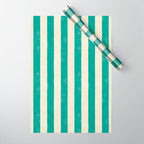 Cabana Stripe - teal and cream Wrapping Paper Gallery Image 1