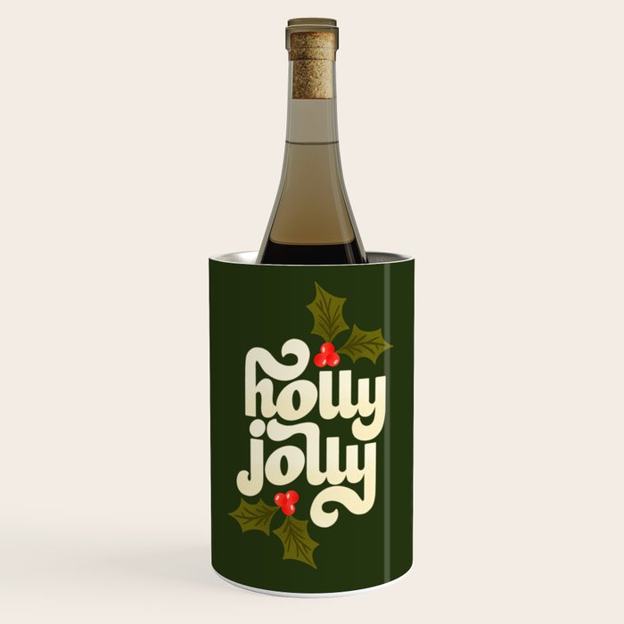 Holly Jolly Lettering Wine Chiller Gallery Image 1