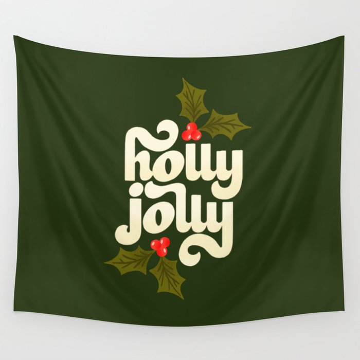 Holly Jolly Lettering Wall Tapestry Gallery Image 1