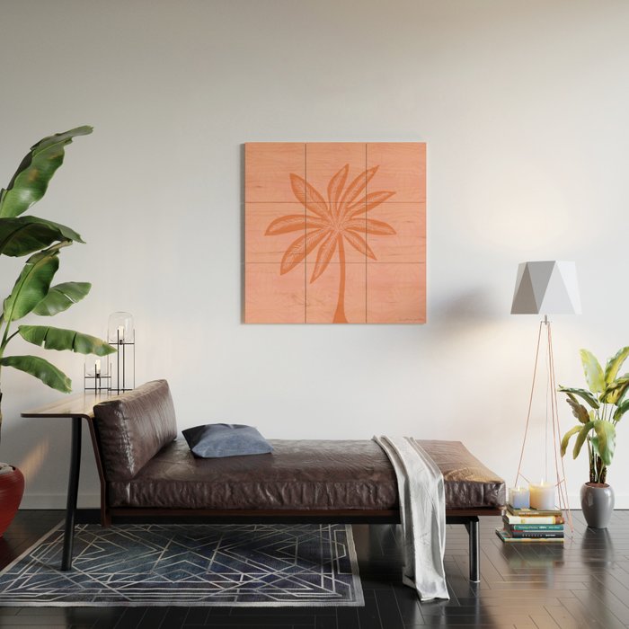 mod palms, pink Wood Wall Art Gallery Image 2