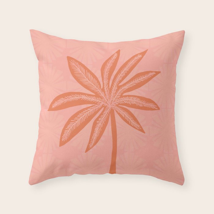 mod palms, pink Throw Pillow Gallery Image 6