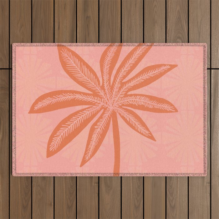 mod palms, pink Outdoor Rug Gallery Image 1