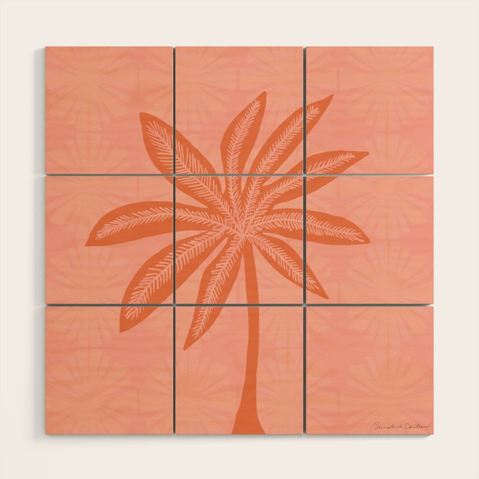 mod palms, pink Wood Wall Art Gallery Image 1