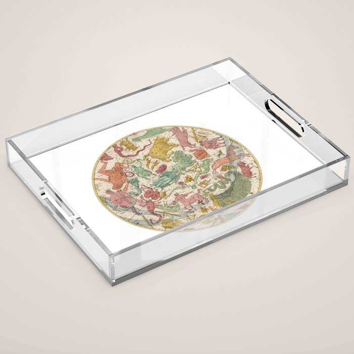 Libra Antique Astrology Zodiac Pictorial Map Acrylic Tray Gallery Image 1