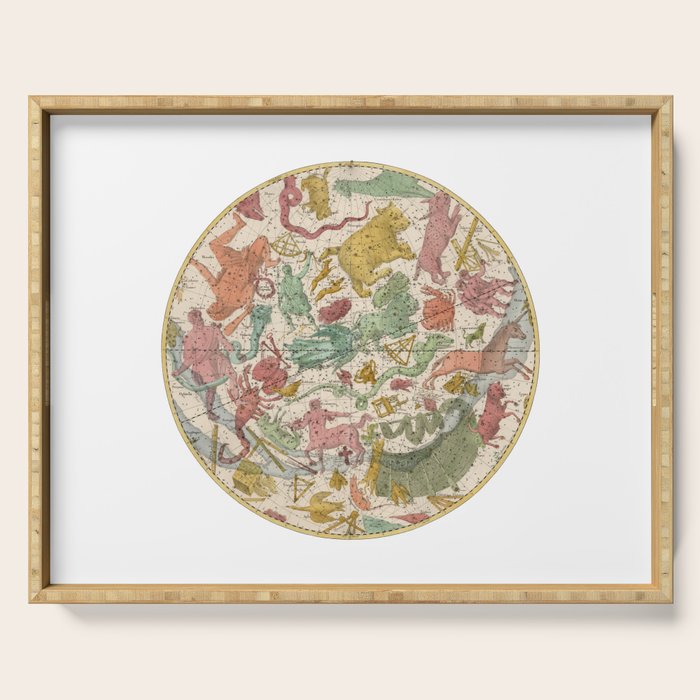 Libra Antique Astrology Zodiac Pictorial Map Serving Tray Gallery Image 1